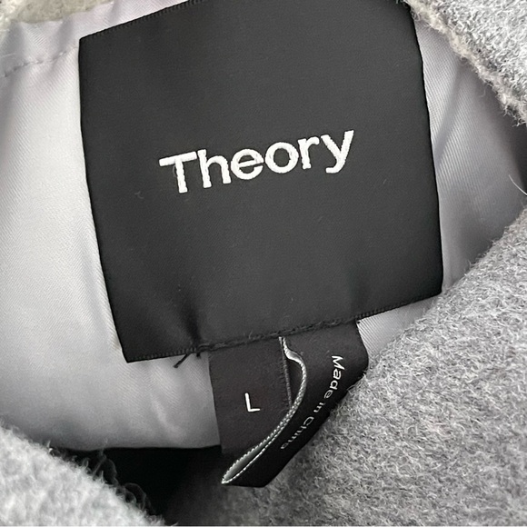 Theory Cashmere Wool Sileena Winsome Reversible Coat Gray Jacket Size Large - Picture 4 of 12